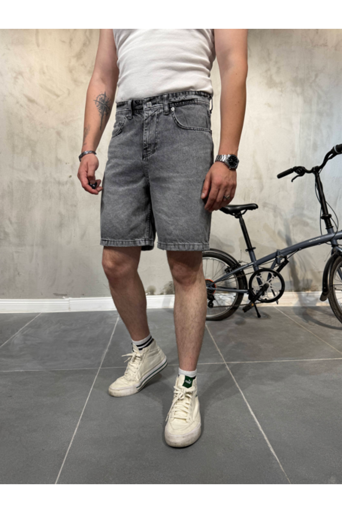 Baggy Antrasit Jean Şort Baggy Antrasit Jean Şort
