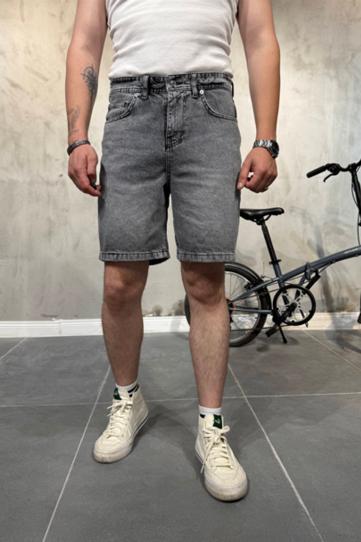 Baggy Antrasit Jean Şort Baggy Antrasit Jean Şort